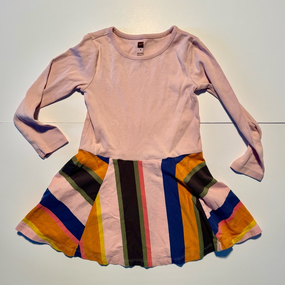 Tea Collection Pink and Multicolor Striped Dress